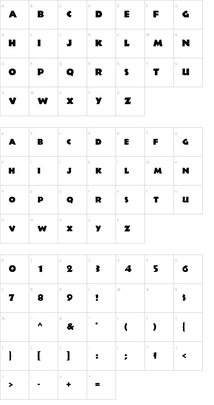 Character Map JungleFever Font