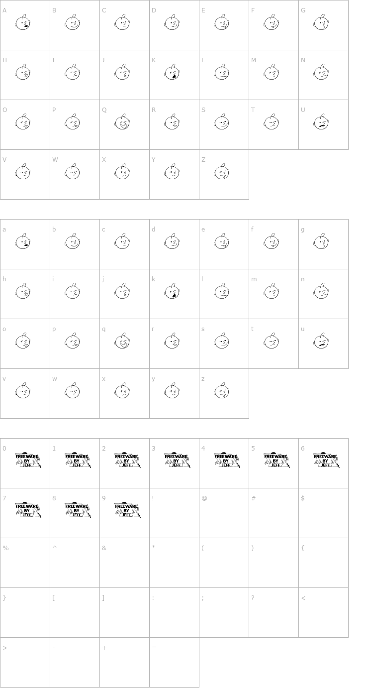 Character Map Junior Attitudes JL Font