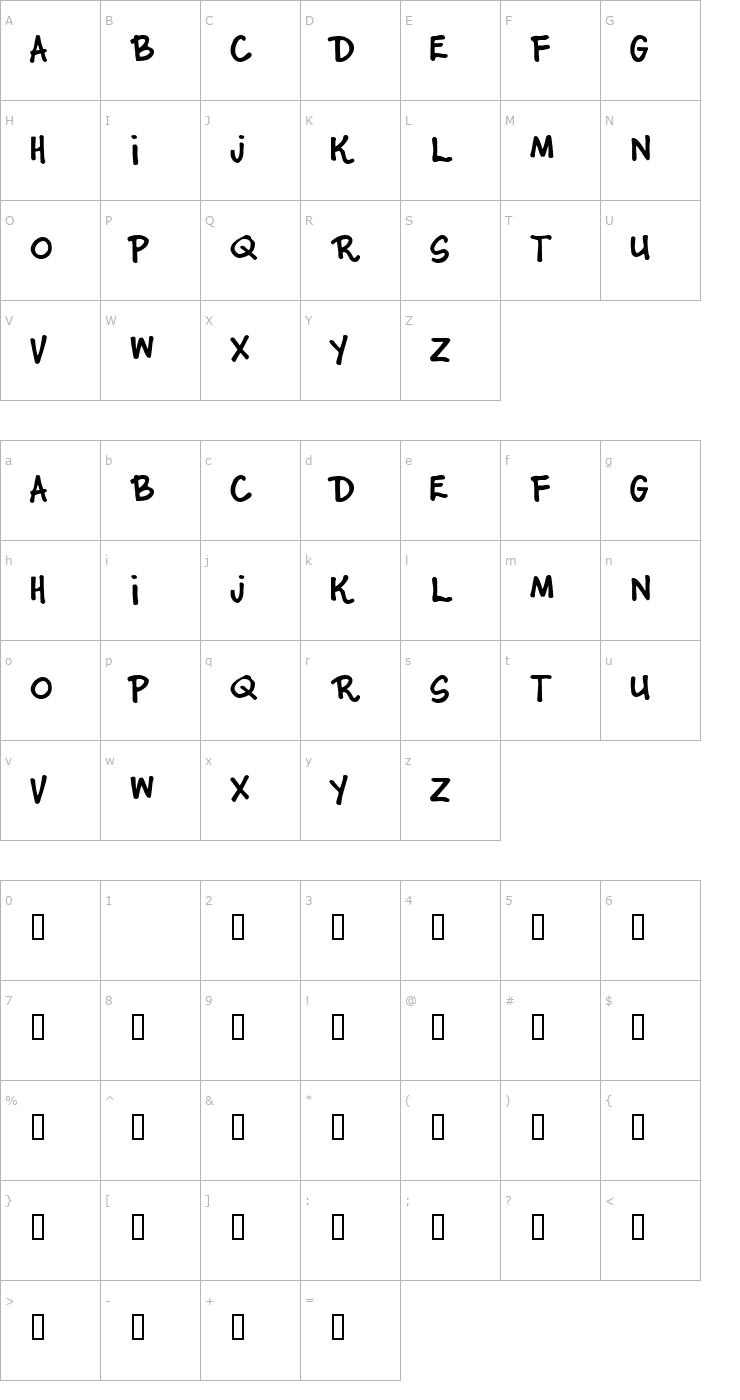 Character Map Junior Star Font