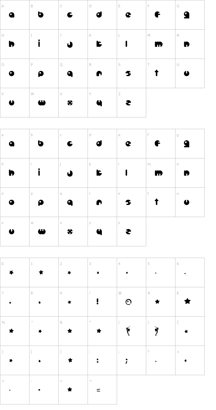 Character Map JuniorPopstar Font