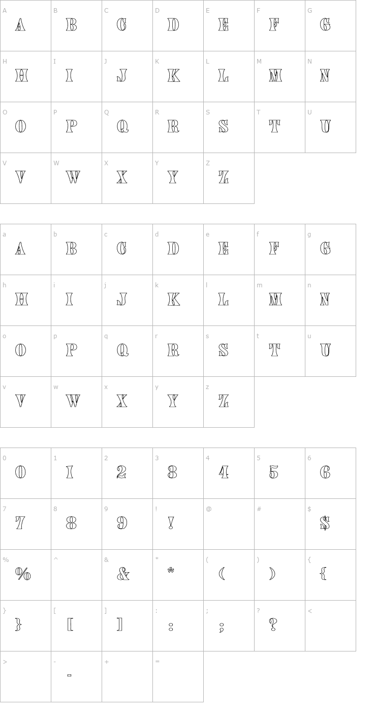 Character Map Juniper-Normal HW Font