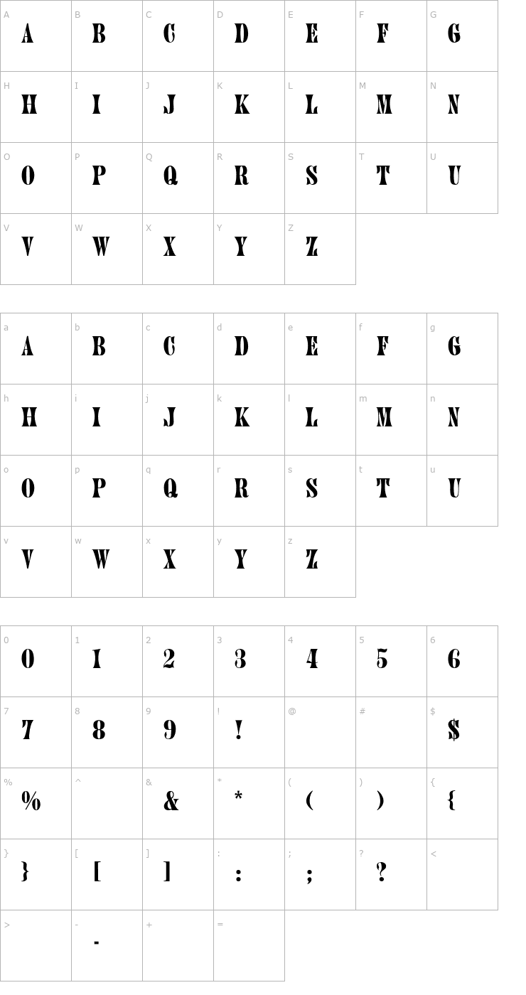 Character Map Juniper-Thin Font