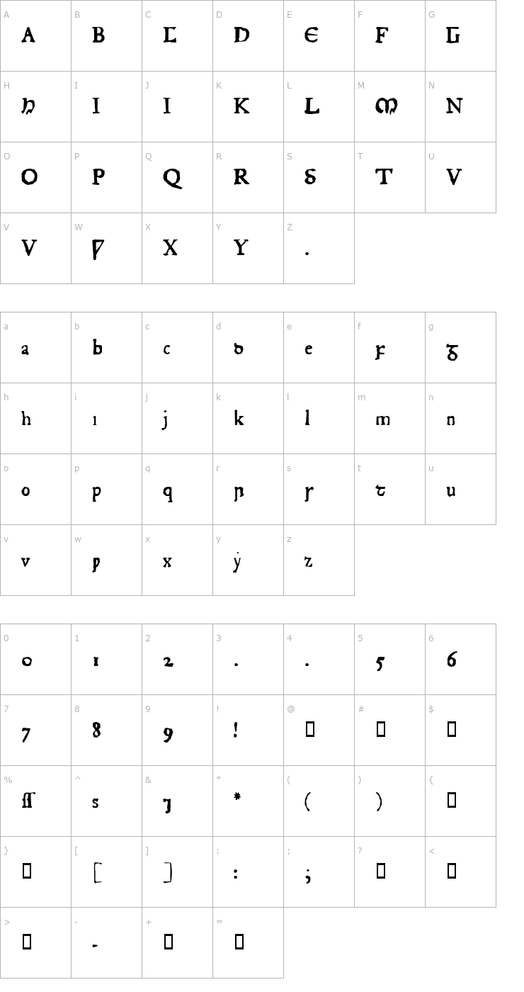 Character Map JuniusRough Font