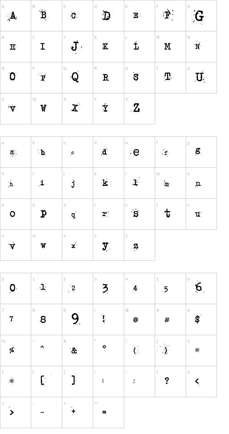 Character Map Junko's Typewriter Font