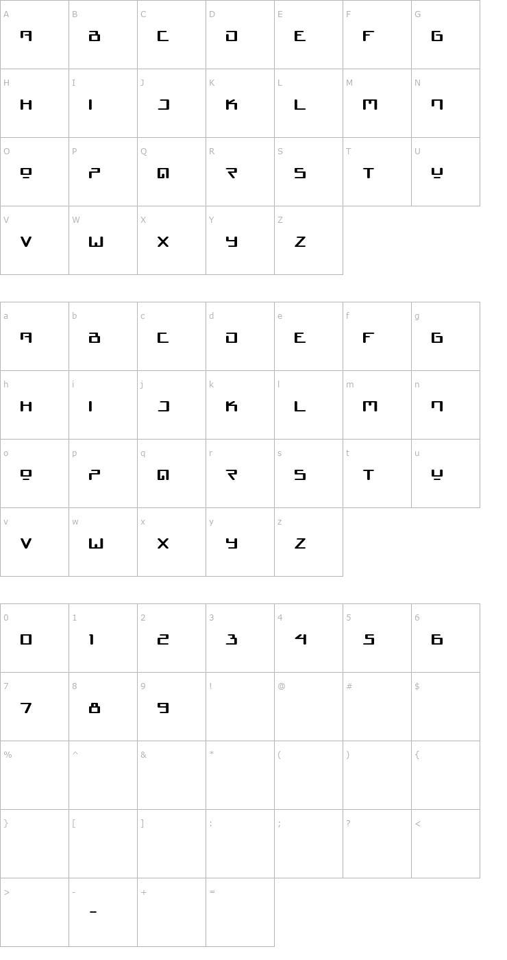 Character Map Juno Reactor Font