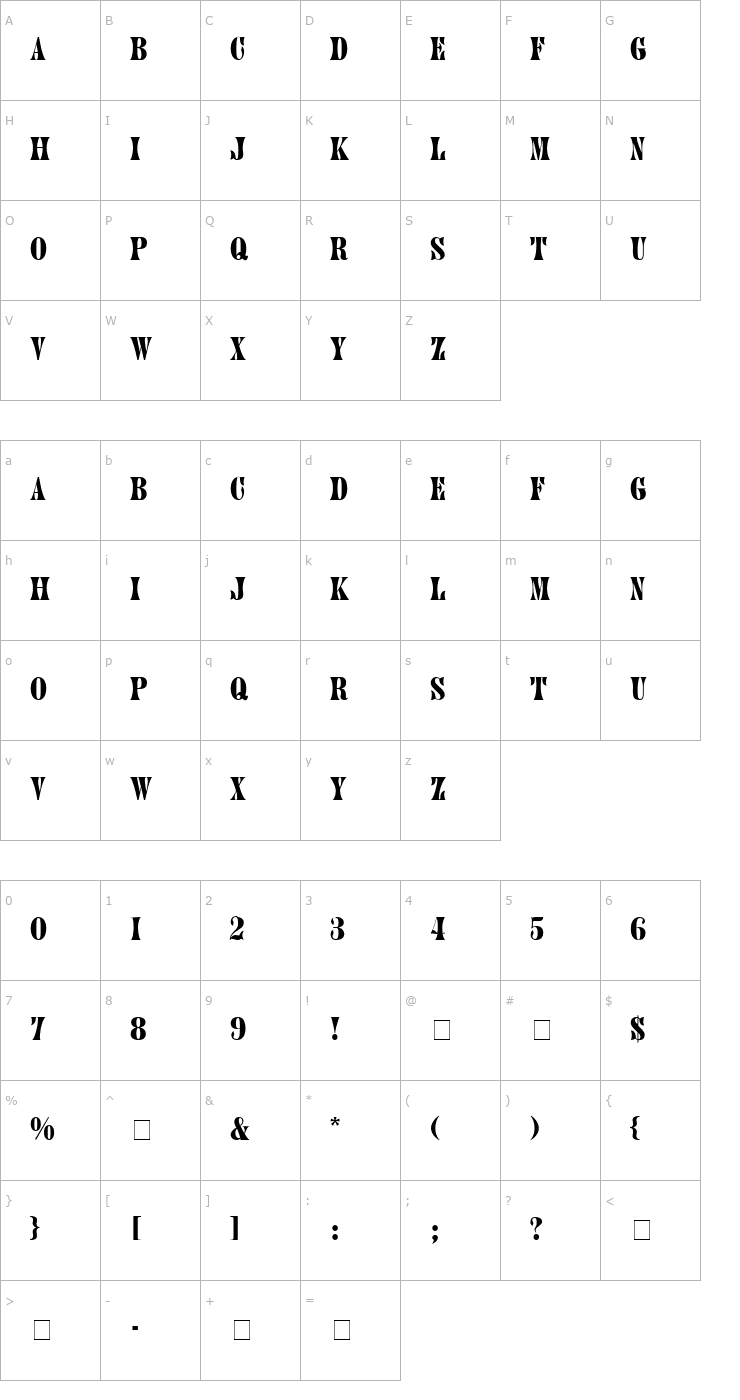 Character Map Jupiter Font