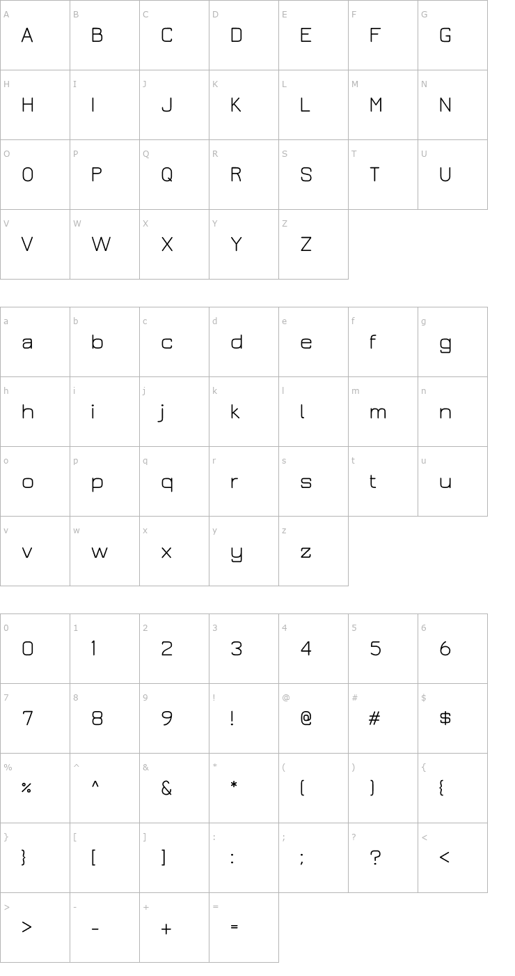 Character Map Jura Book Font