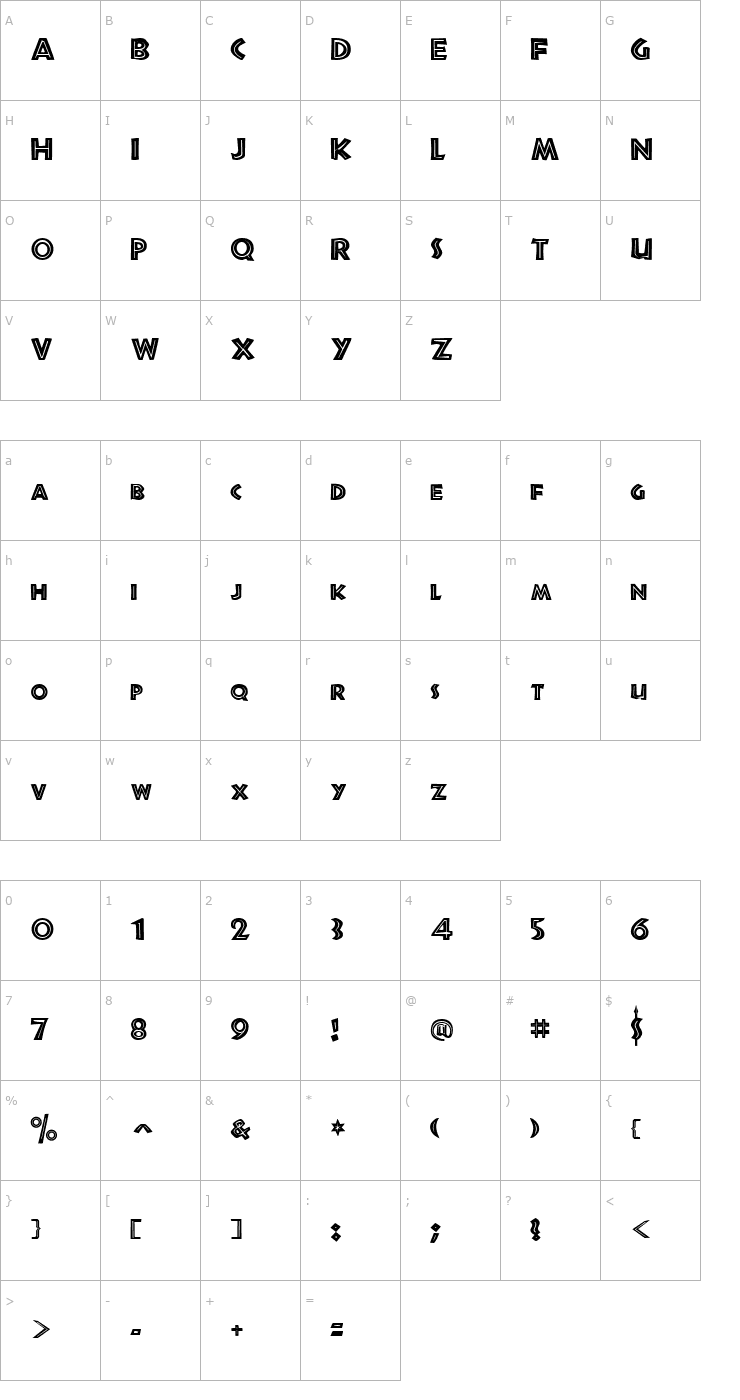 Character Map Jurassic Regular Font
