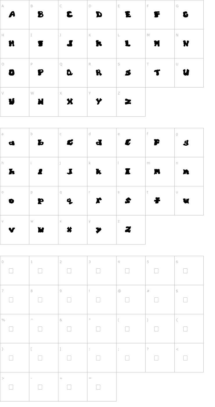 Character Map just_willys Font