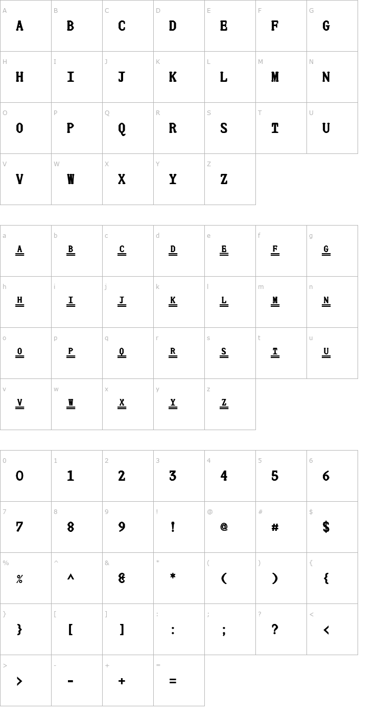 Character Map JUstice Mono Title Font
