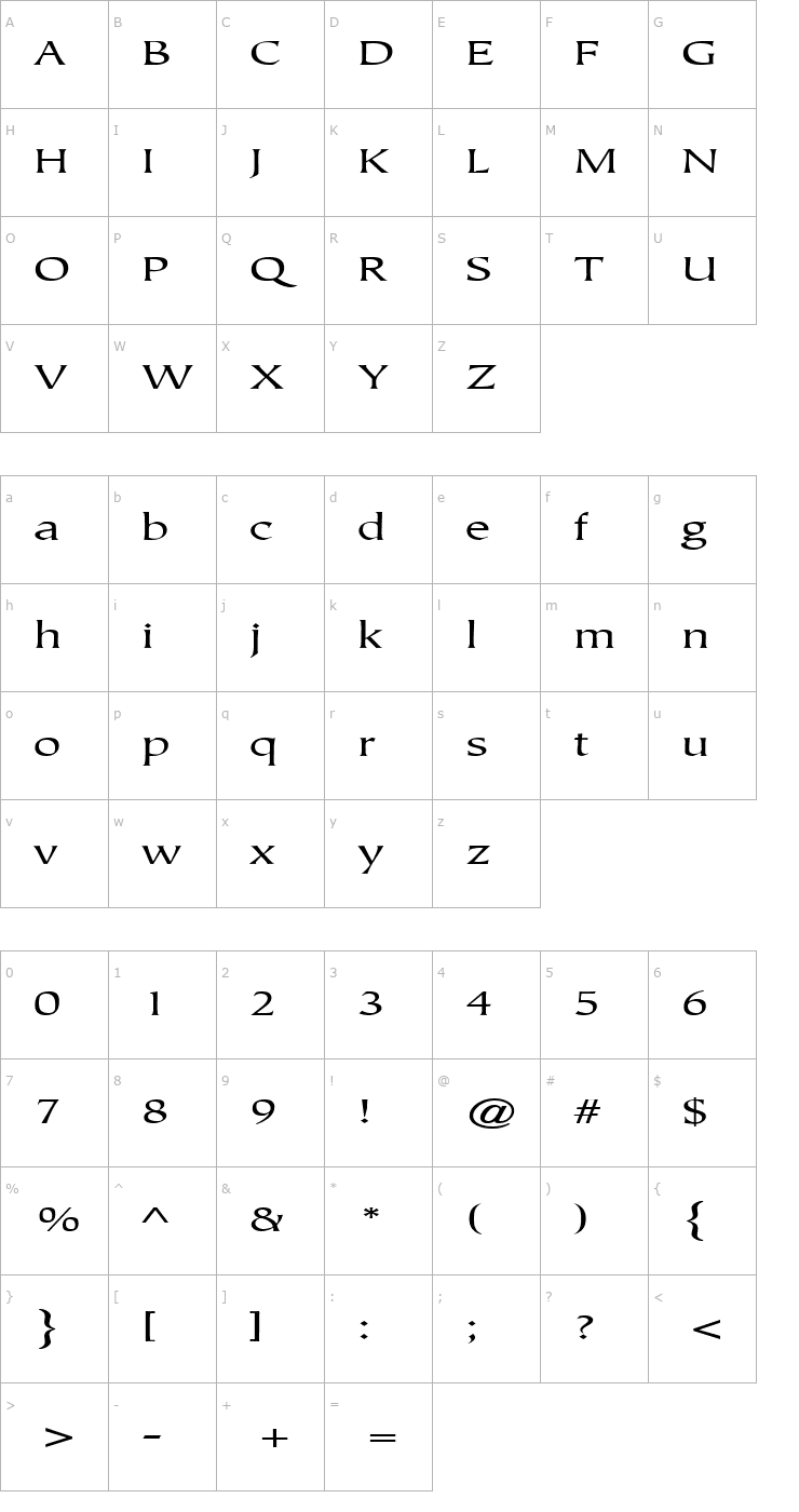 Character Map JusticeSystemExtended Font