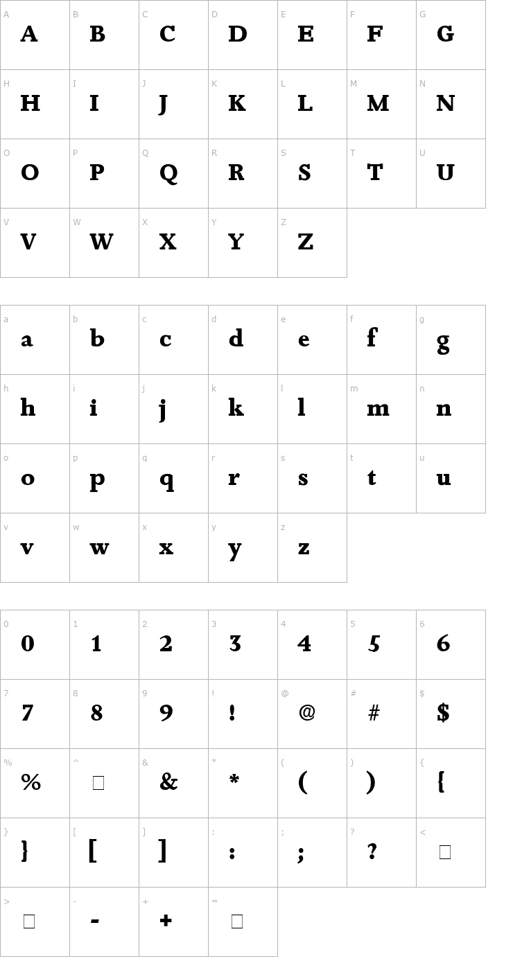 Character Map Juxta Display SSi Font