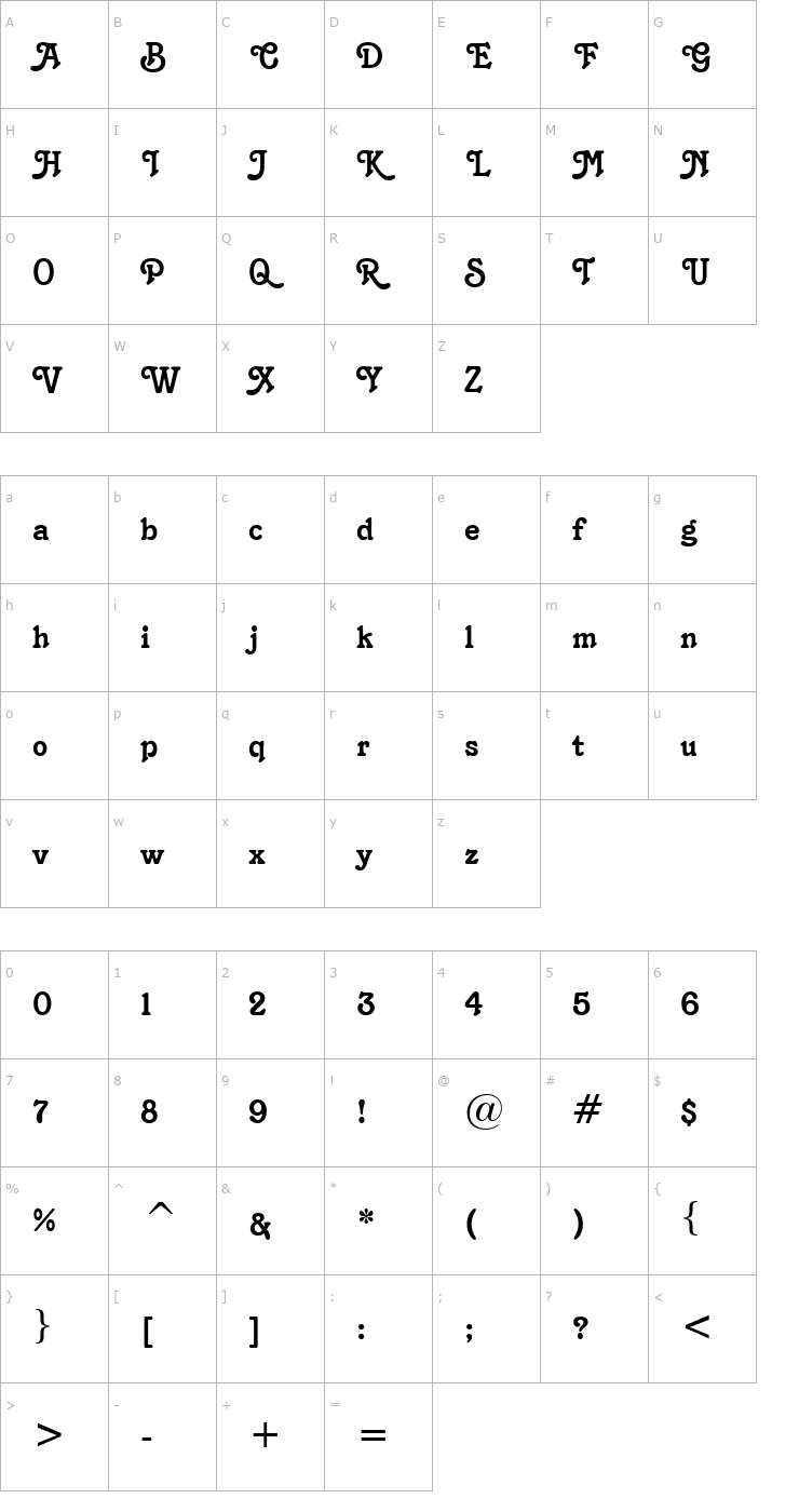 Character Map K1996 J Font