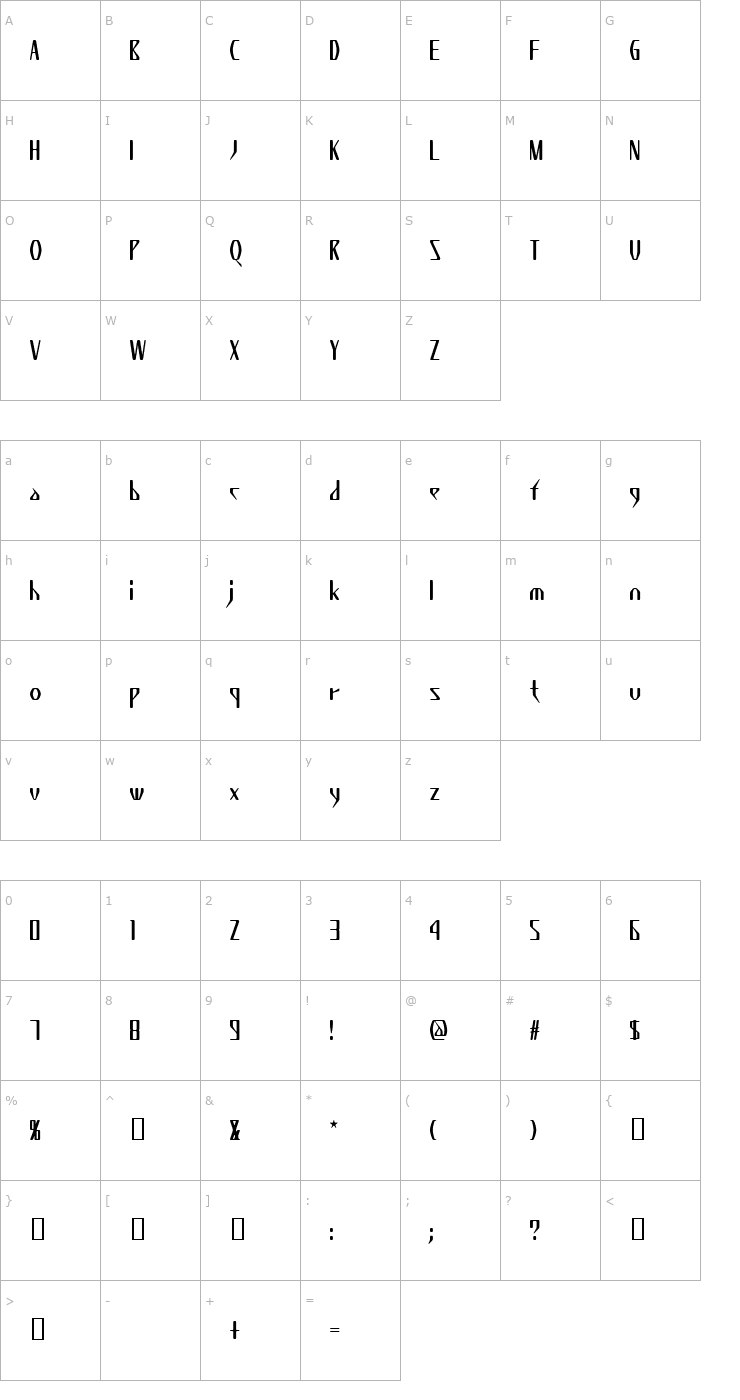 Character Map K7 Wednesday Font