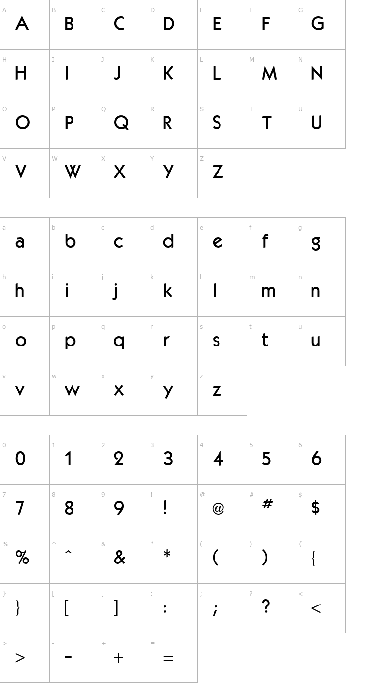 Character Map Kabel Medium Regular Font