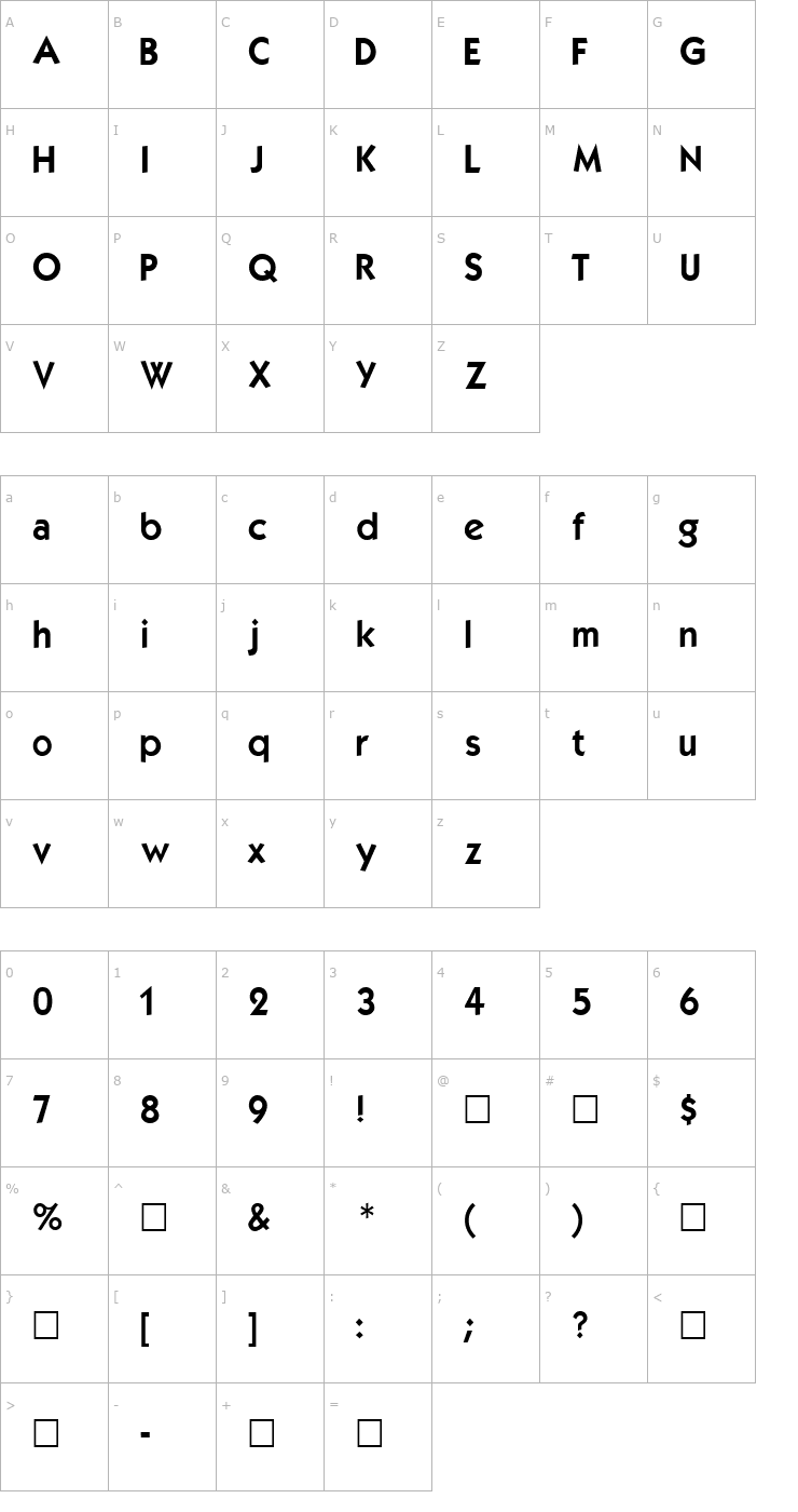 Character Map KabelDemi Font