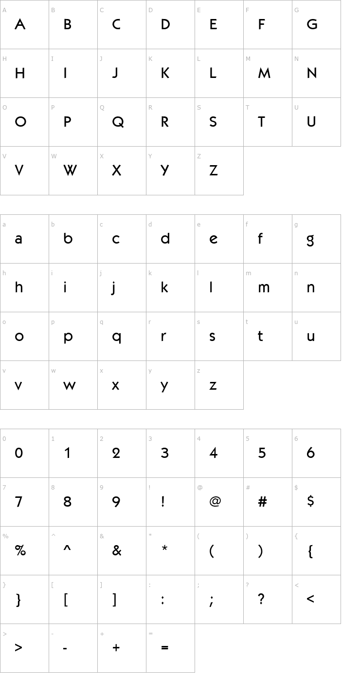 Character Map KabelItcTEEMed Font