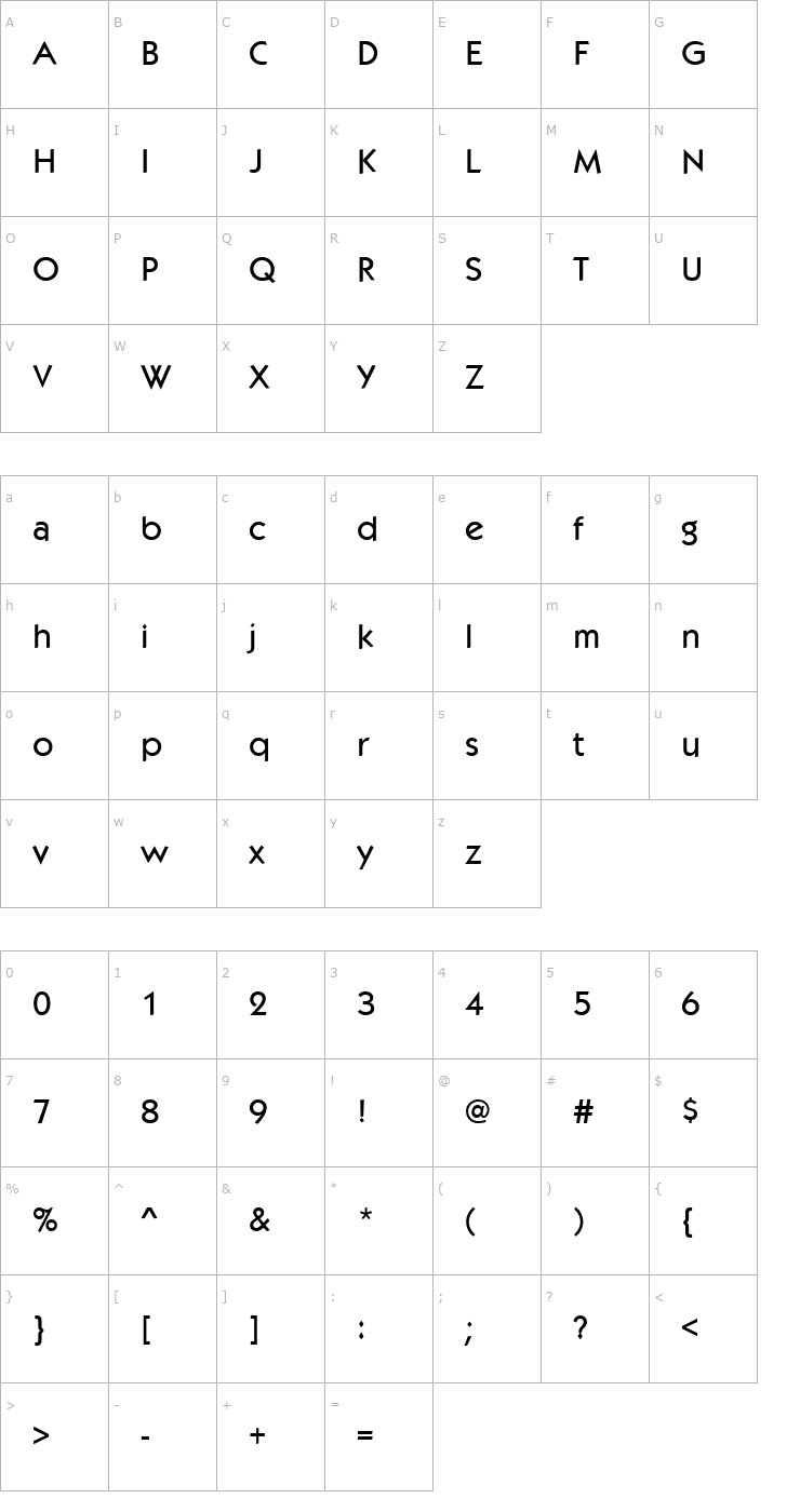 Character Map Kabob Regular Font