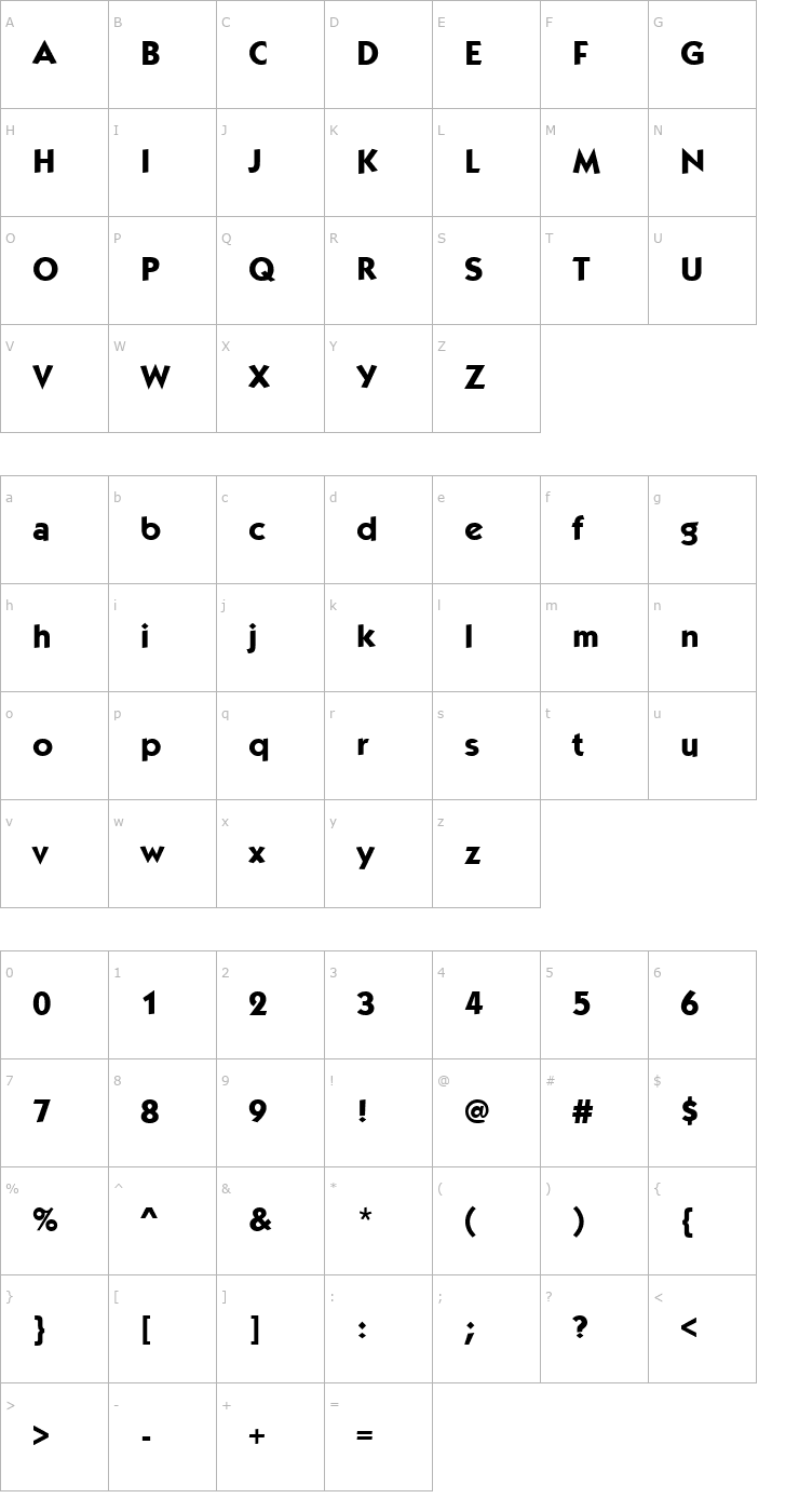 Character Map KabobExtrabold Regular Font