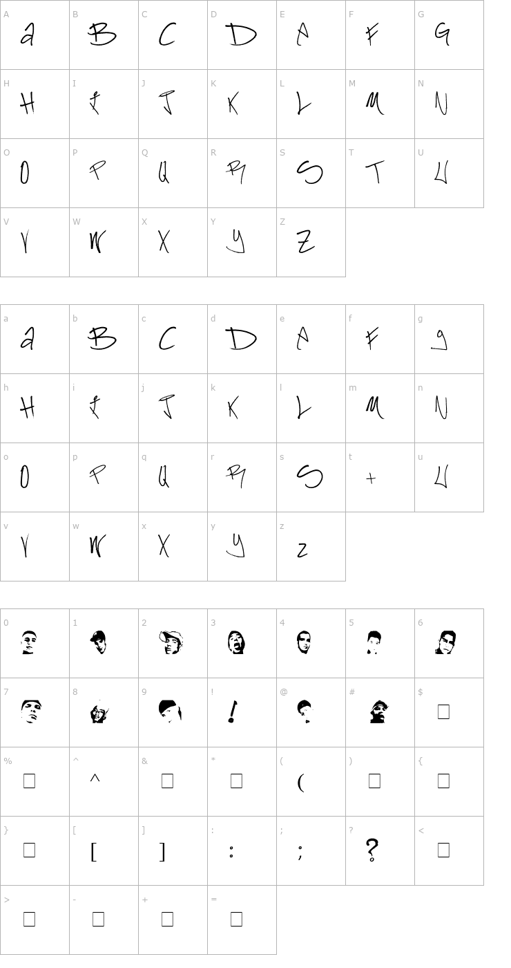 Character Map Kadafia Font