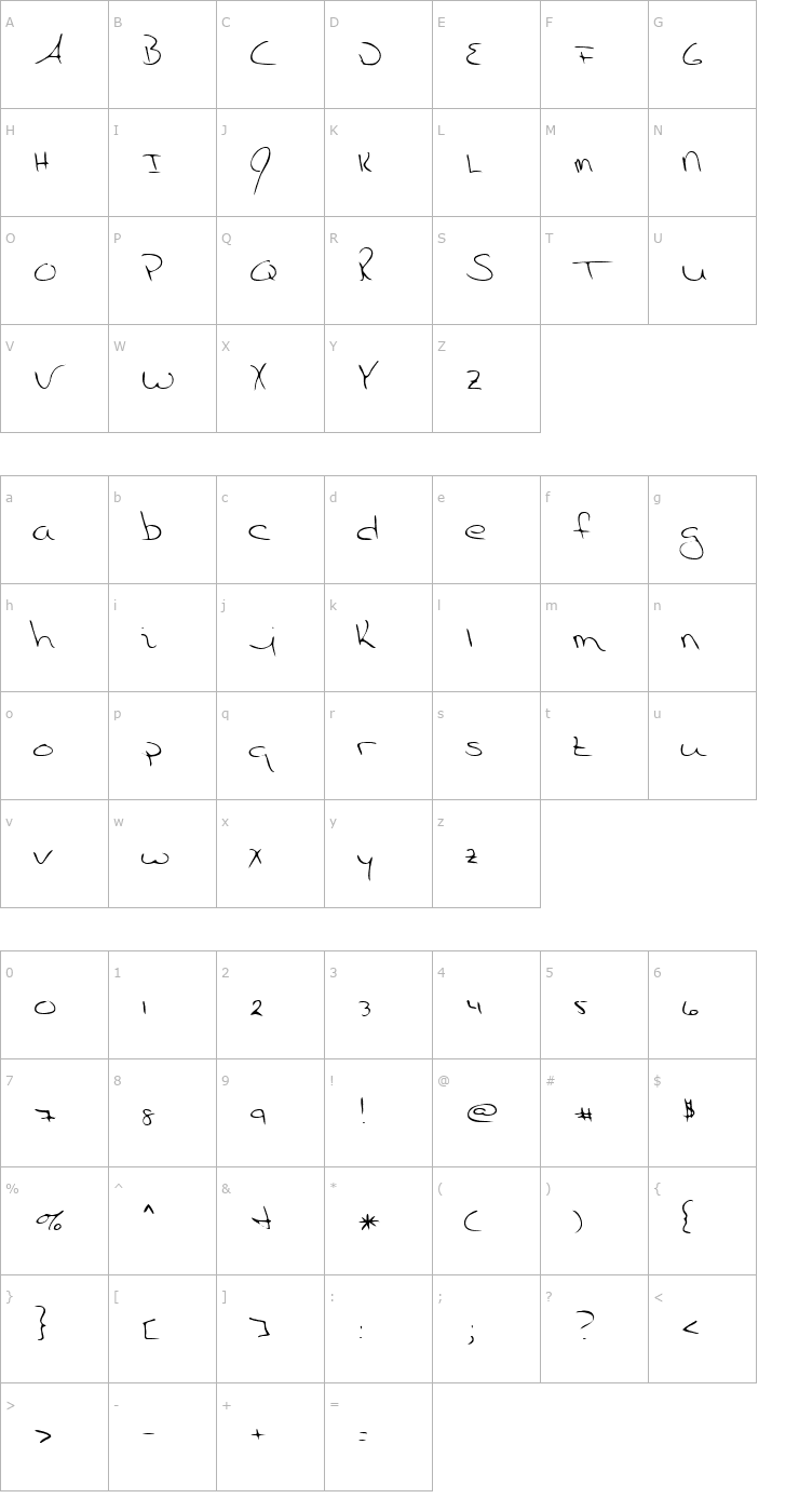 Character Map Kadamol Regular Font