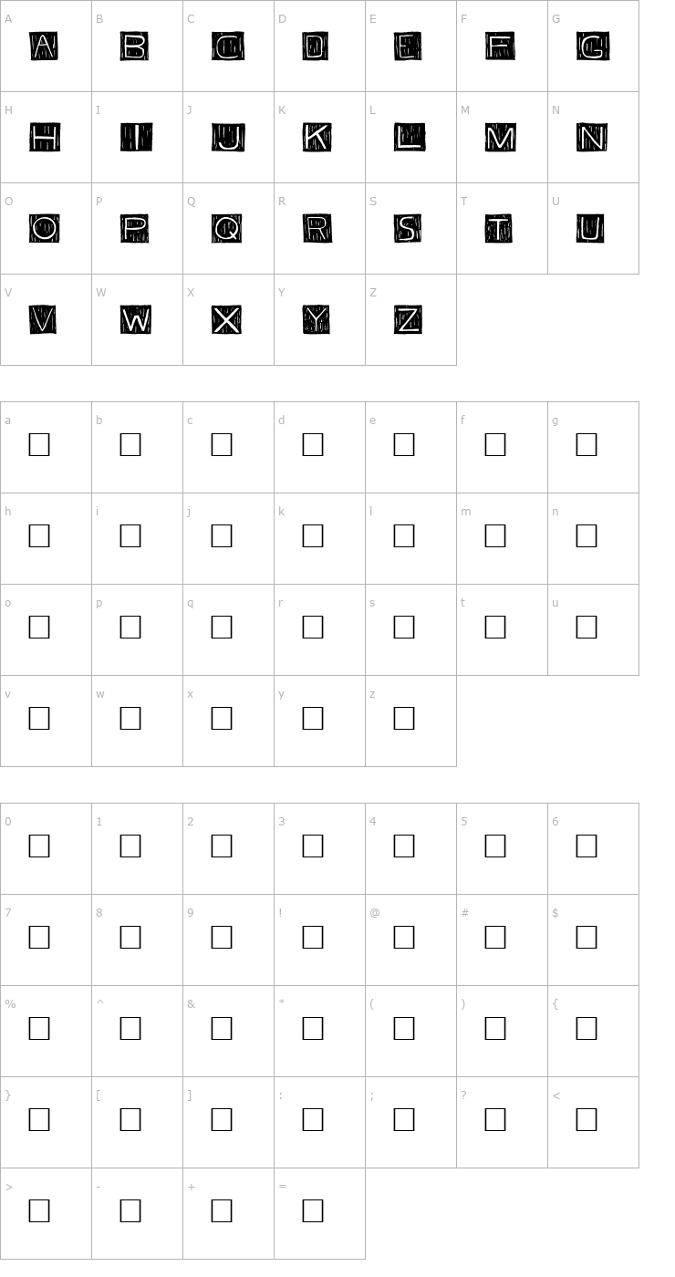 Character Map Kafka Font