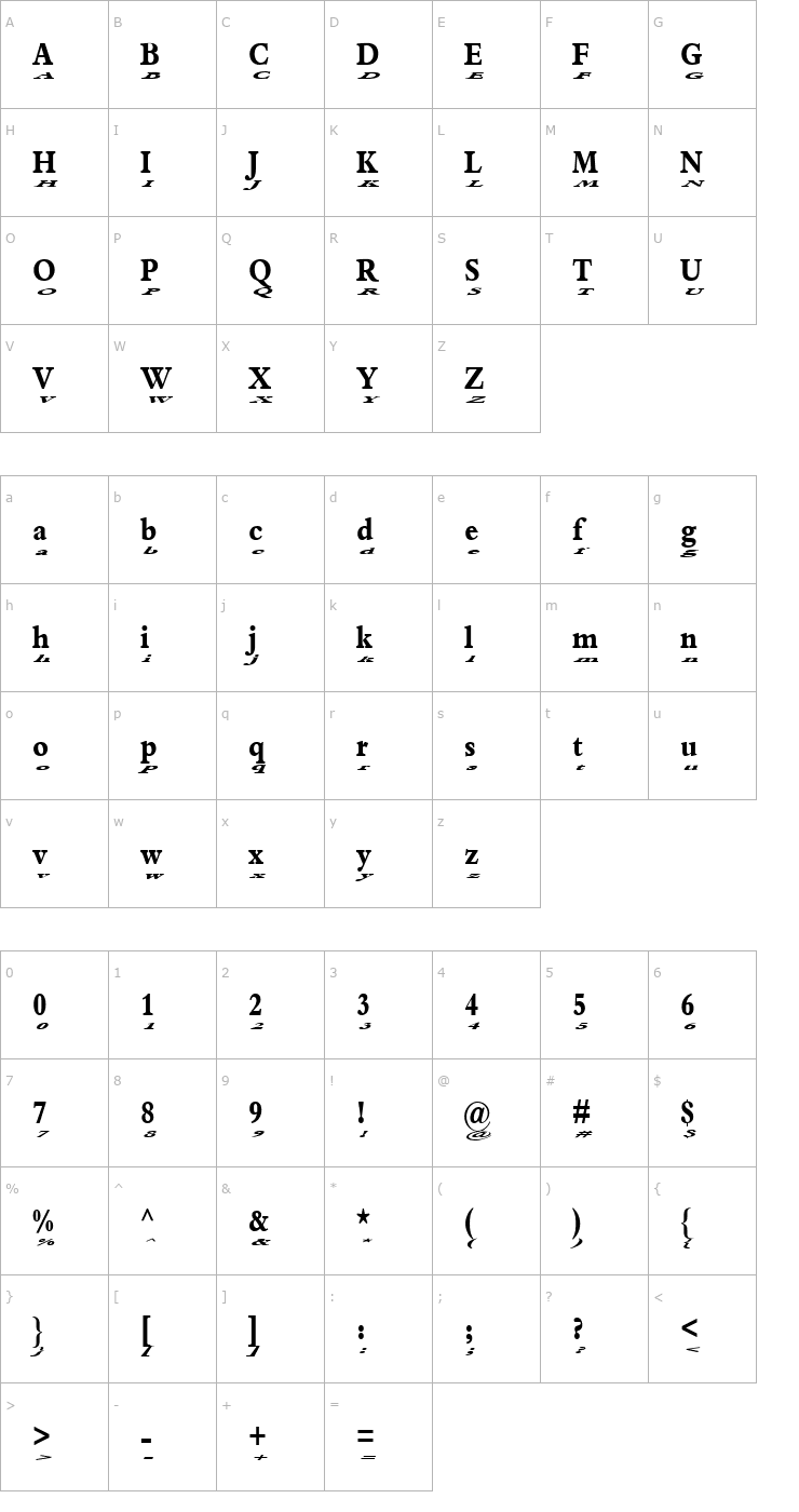 Character Map Kakuk Float Heavy Font