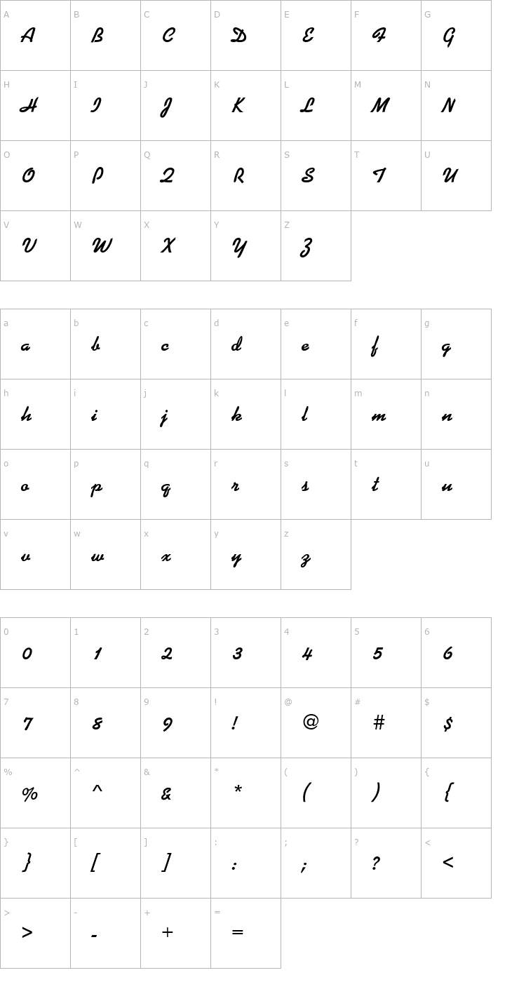 Character Map Kaliakra Font