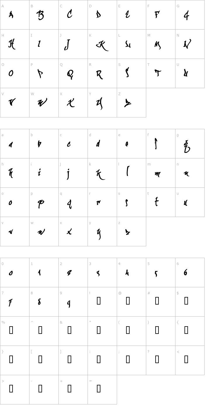Character Map kaliGraff OTF Font