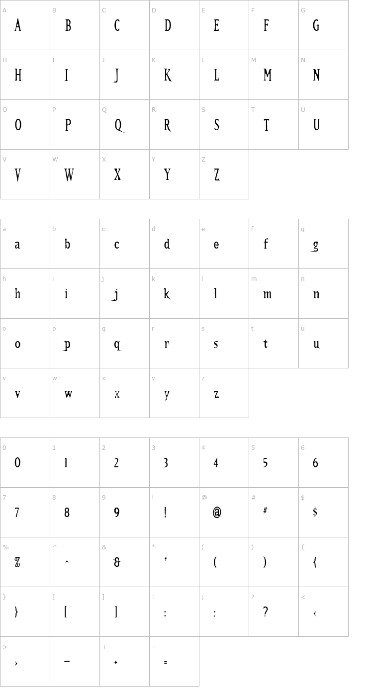 Character Map Kallamar Font
