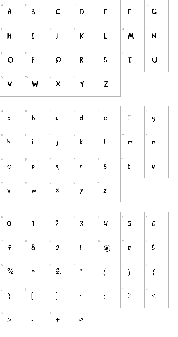 Character Map Kalli Font