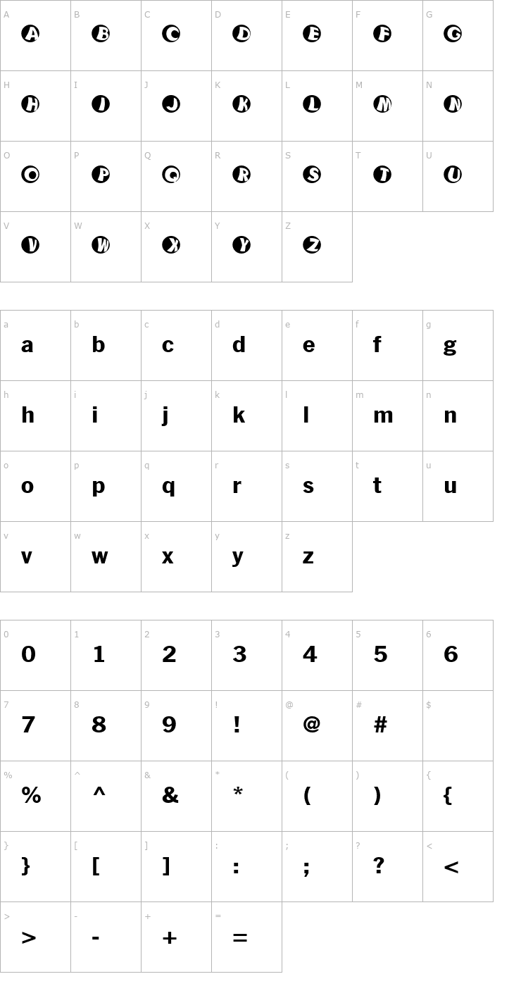 Character Map KAMarble Font