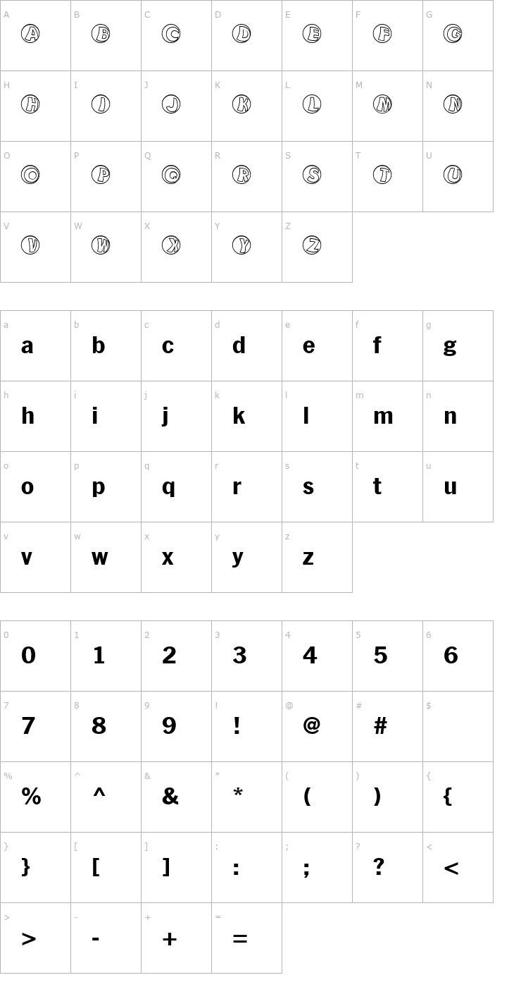 Character Map KAMarbleClear Font