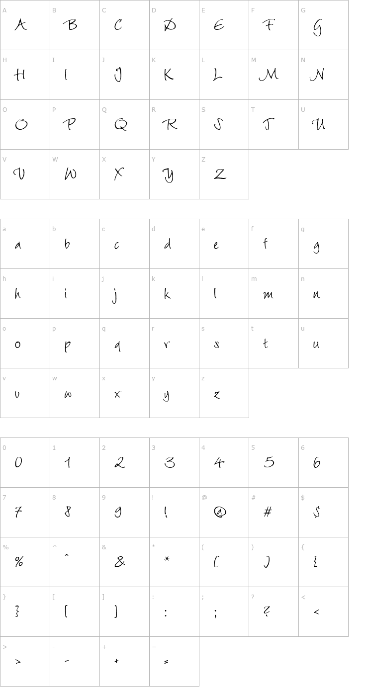 Character Map Kamden Font
