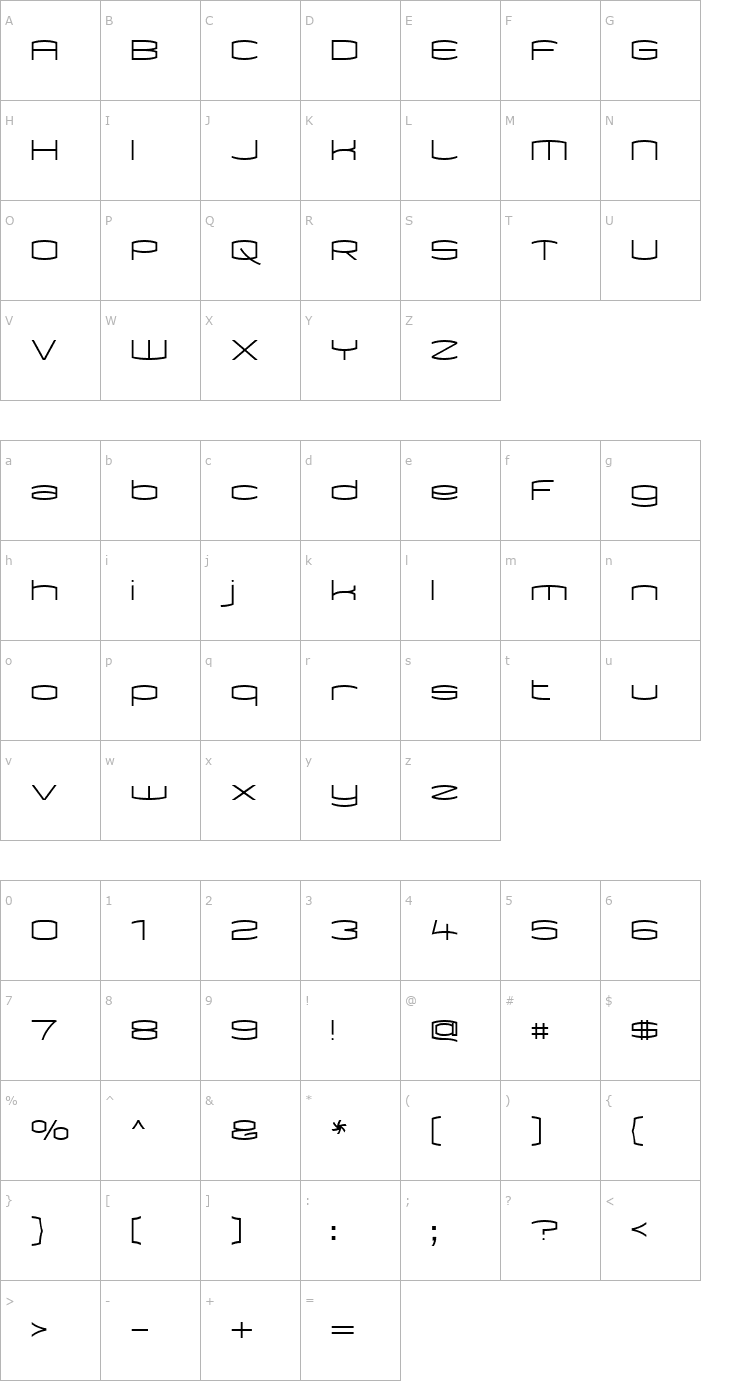 Character Map Kameleon Font