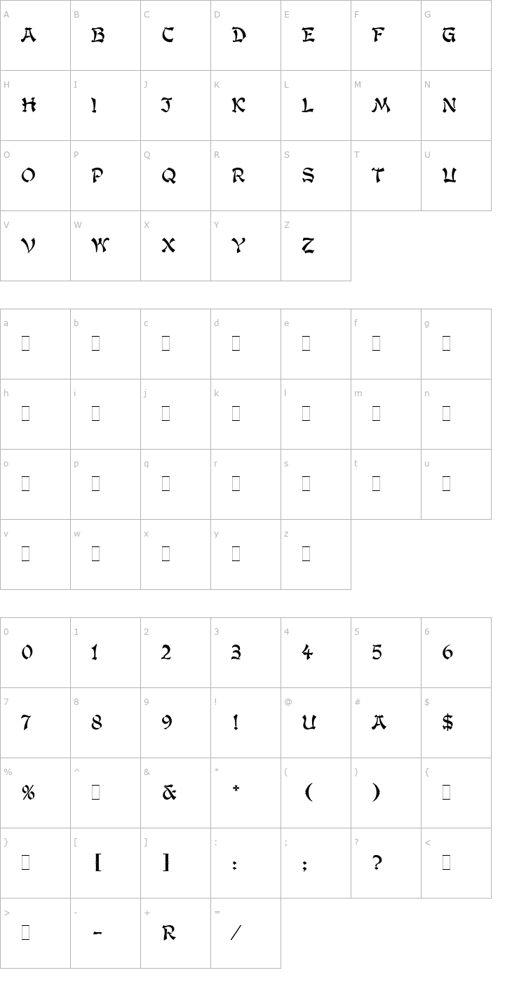Character Map Kanban LET Plain1.0 Font