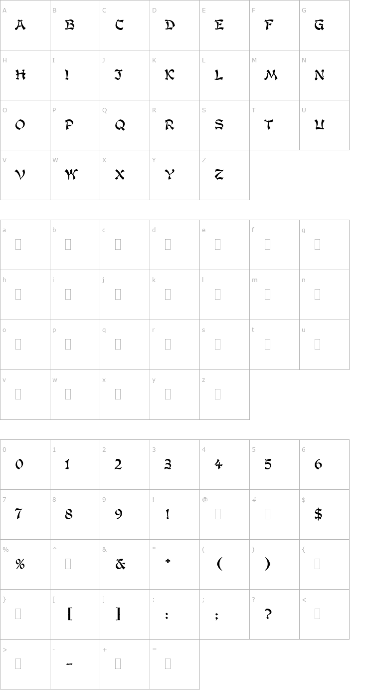 Character Map KanbanPlain Font