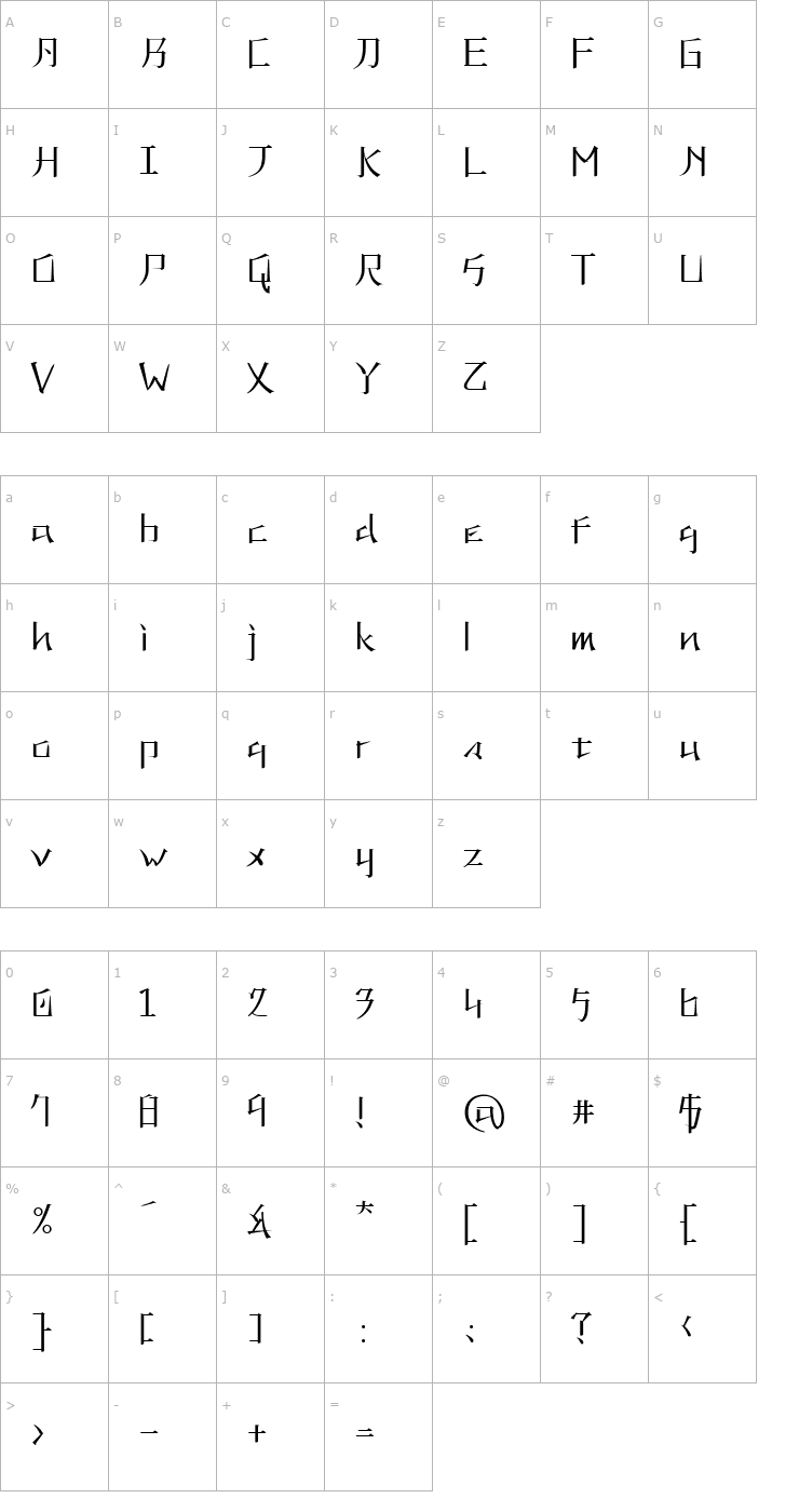 Character Map Kaneiwa Alp Font