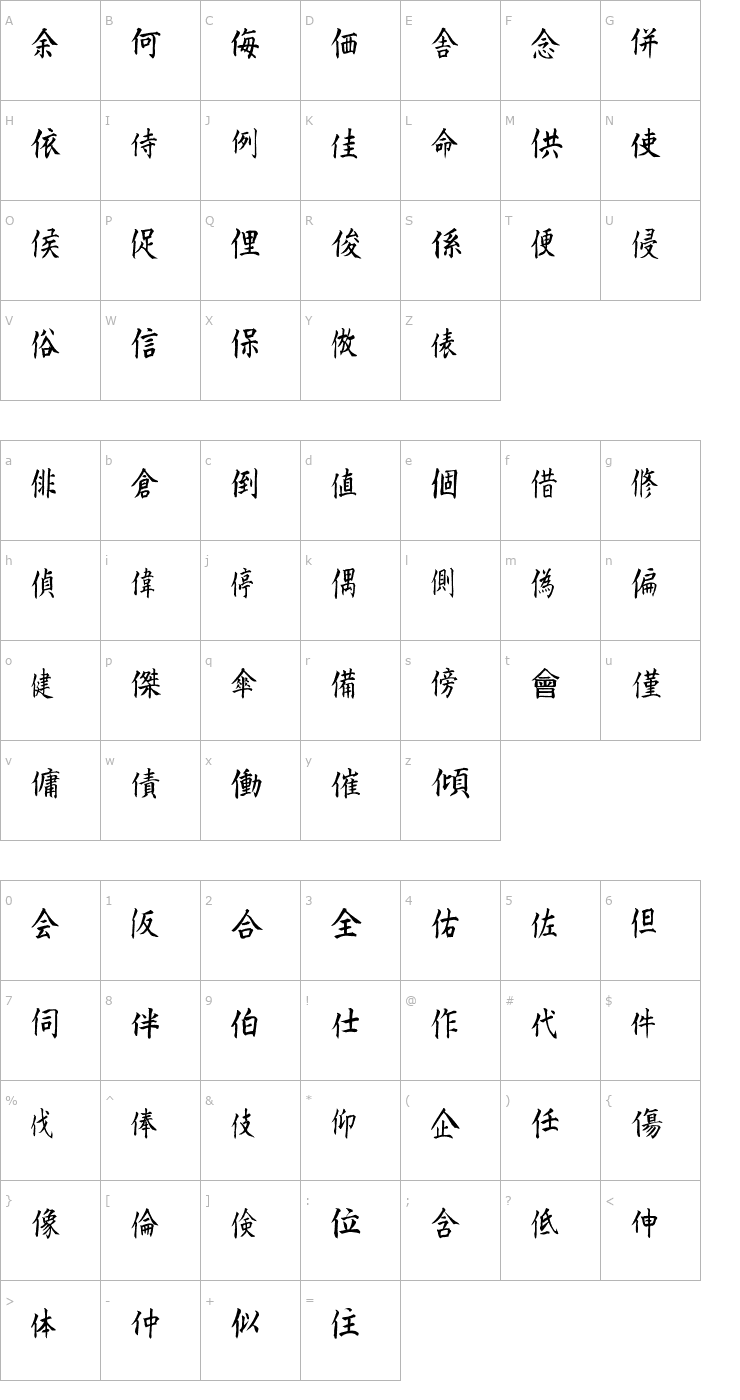Character Map Kanji B Font