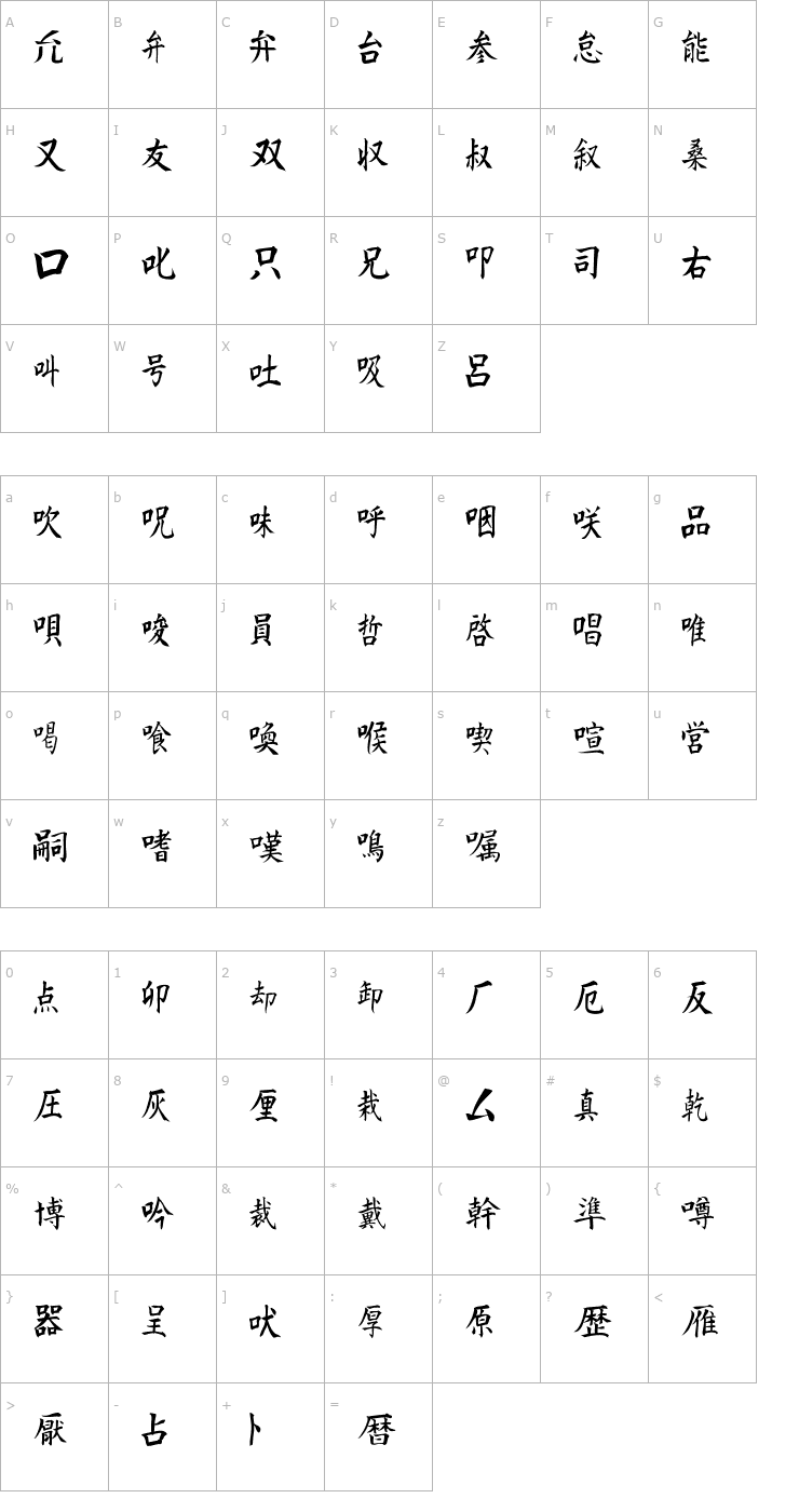 Character Map Kanji C Font