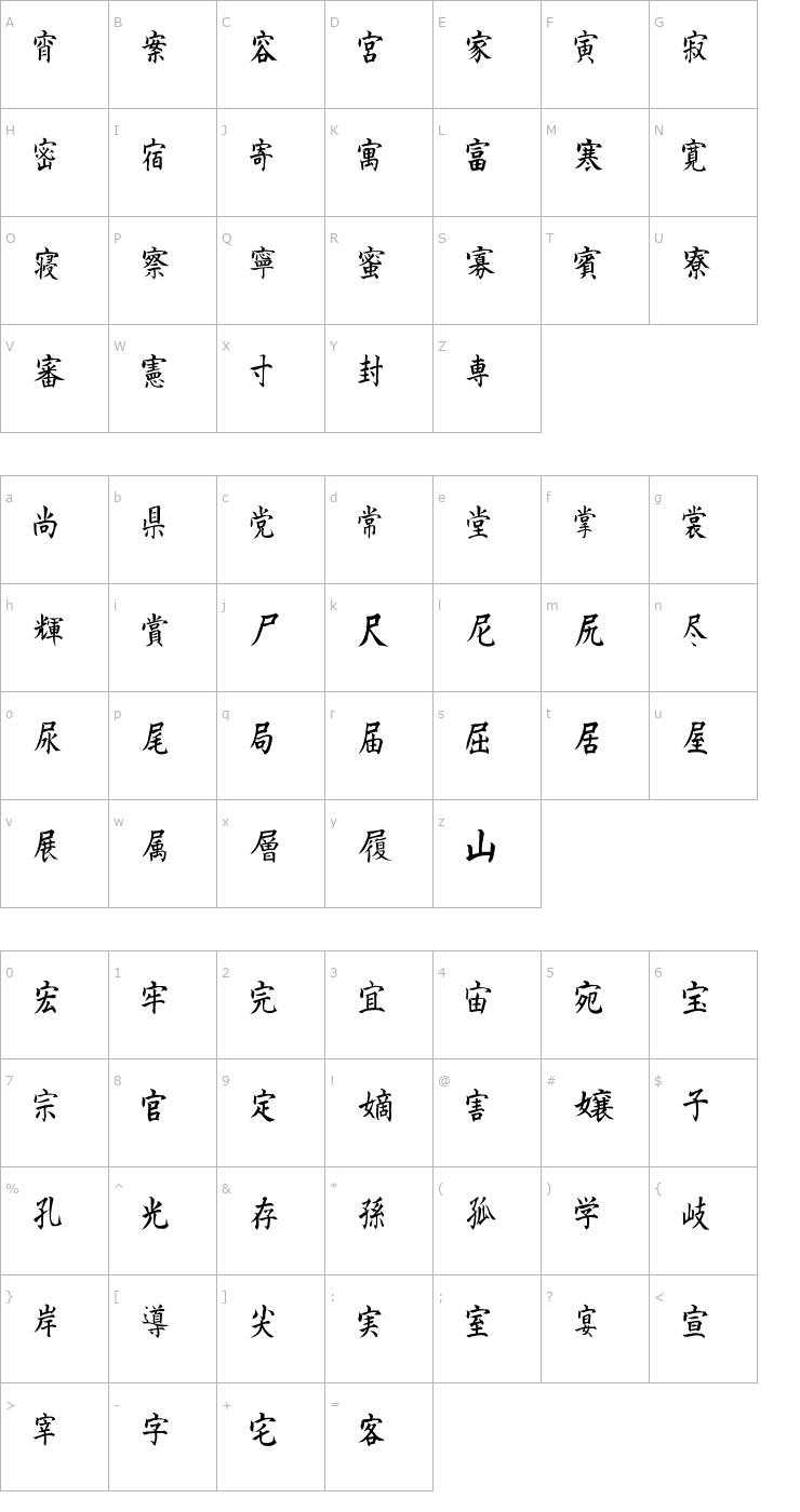 Character Map Kanji D Font