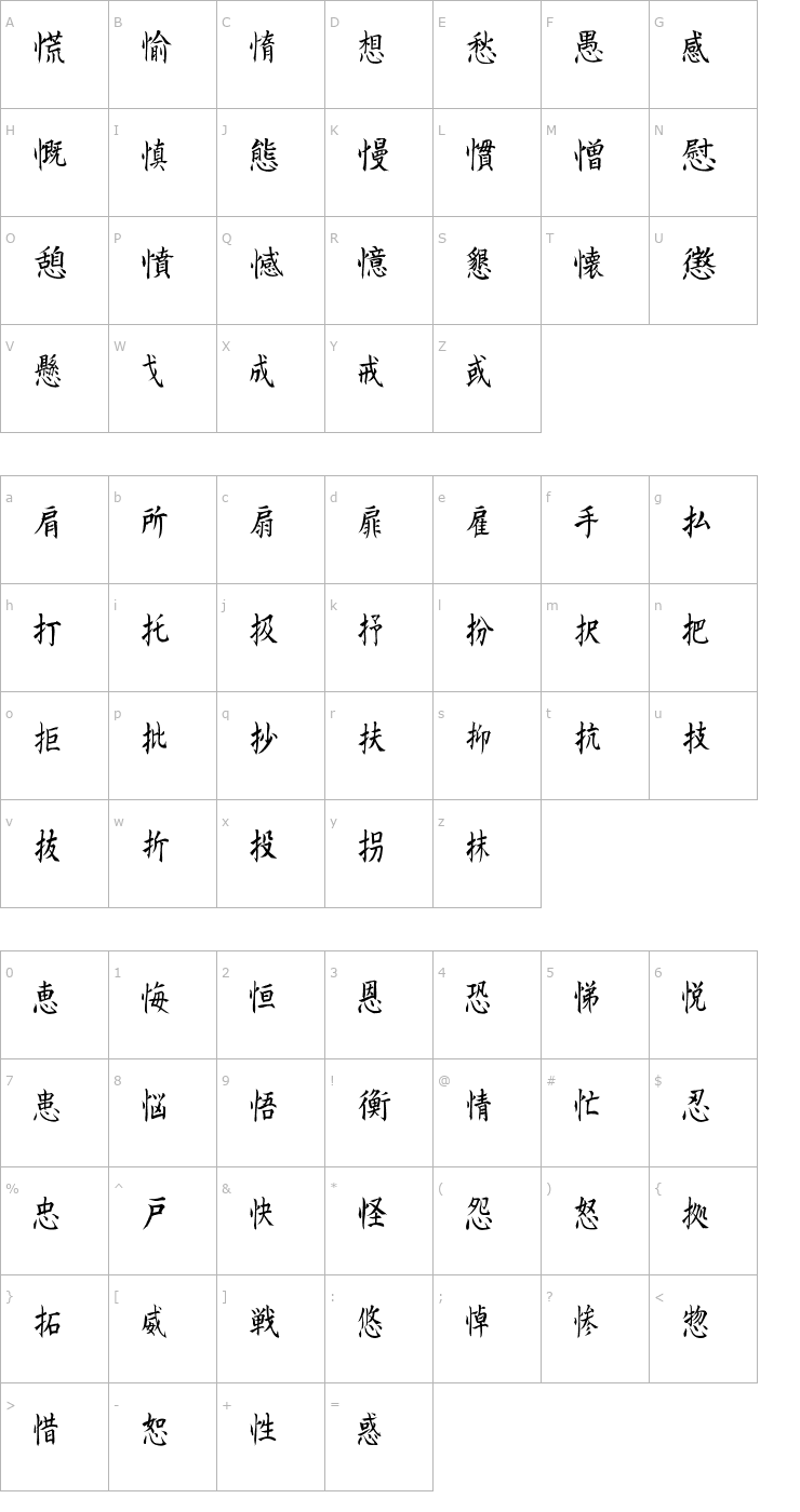 Character Map Kanji E Font