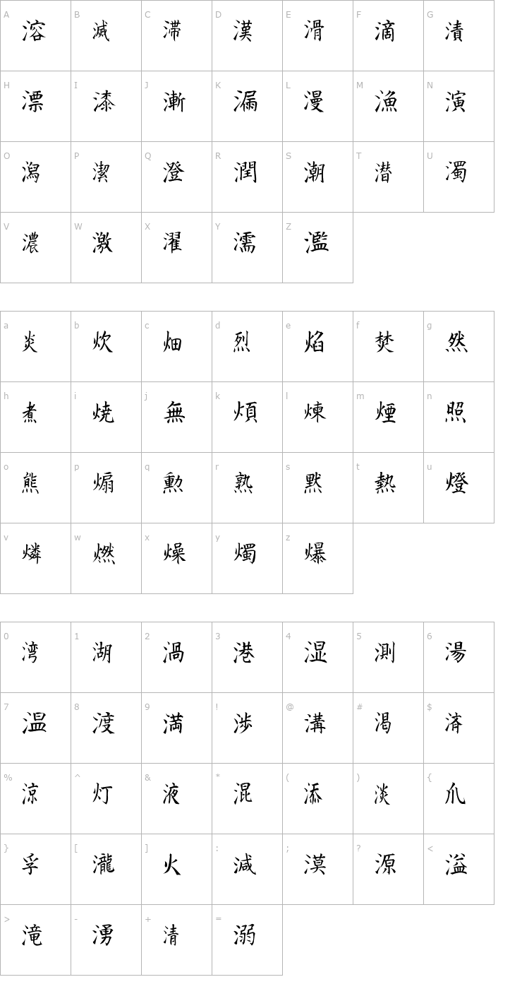 Character Map Kanji G Font
