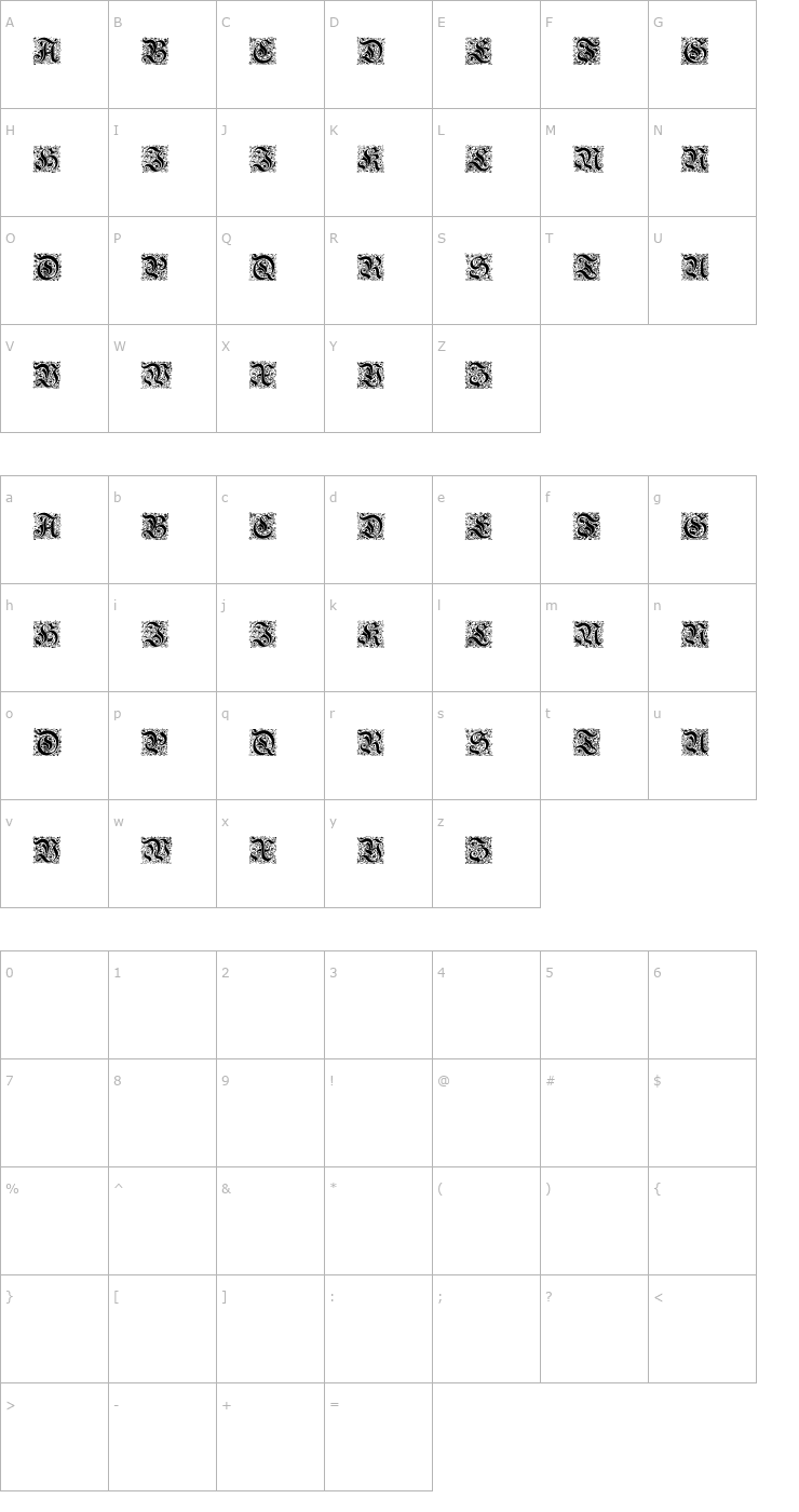 Character Map Kanzlei Initialen Font