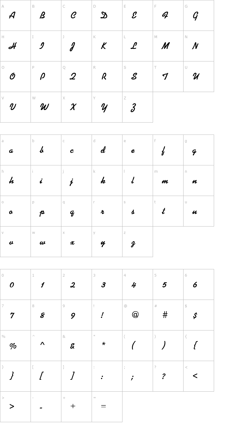 Character Map Kaplan-Bold Font