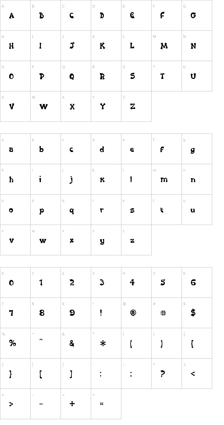 Character Map Karaoke Superstar BV Font