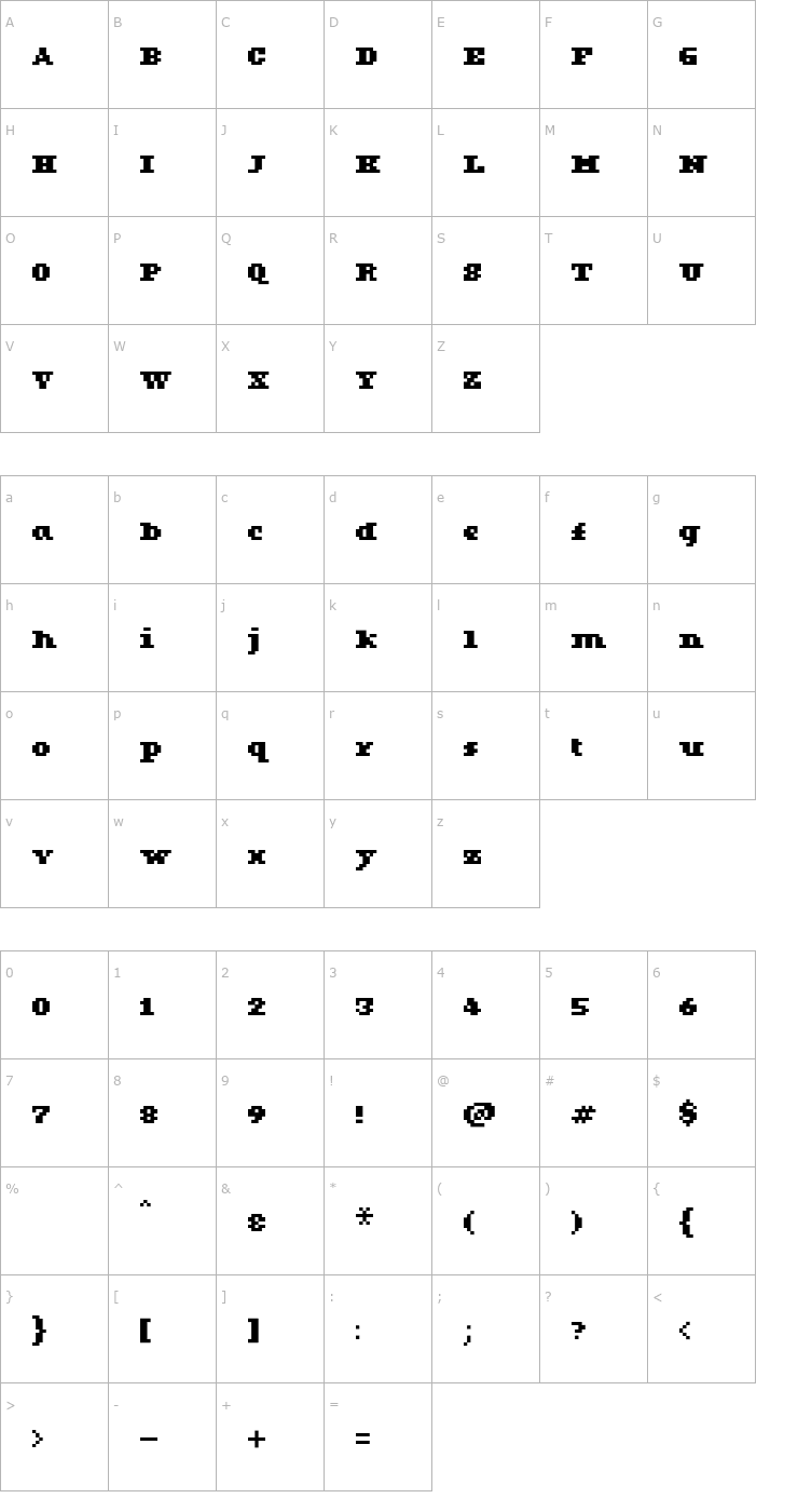 Character Map KareFiveDotsSerif-Bold Font