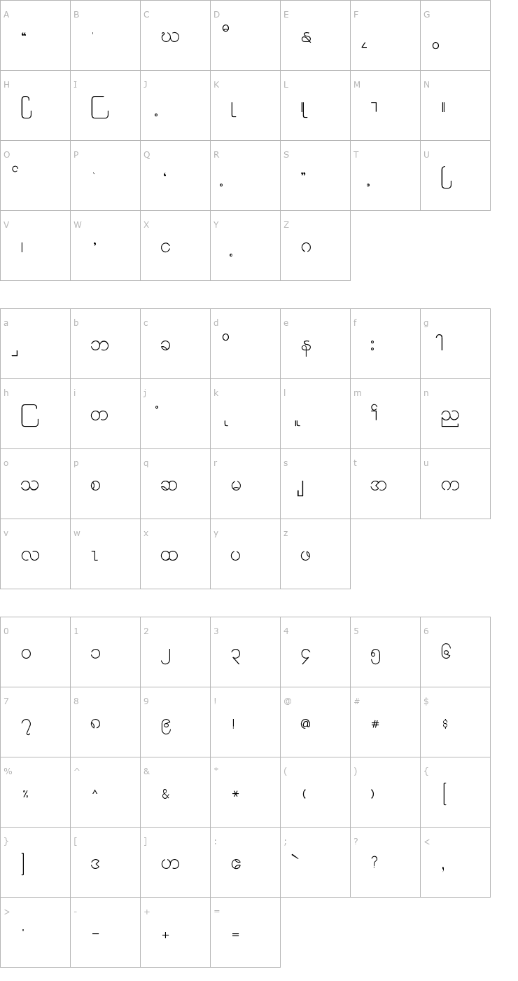 Character Map Karen3_0 Font
