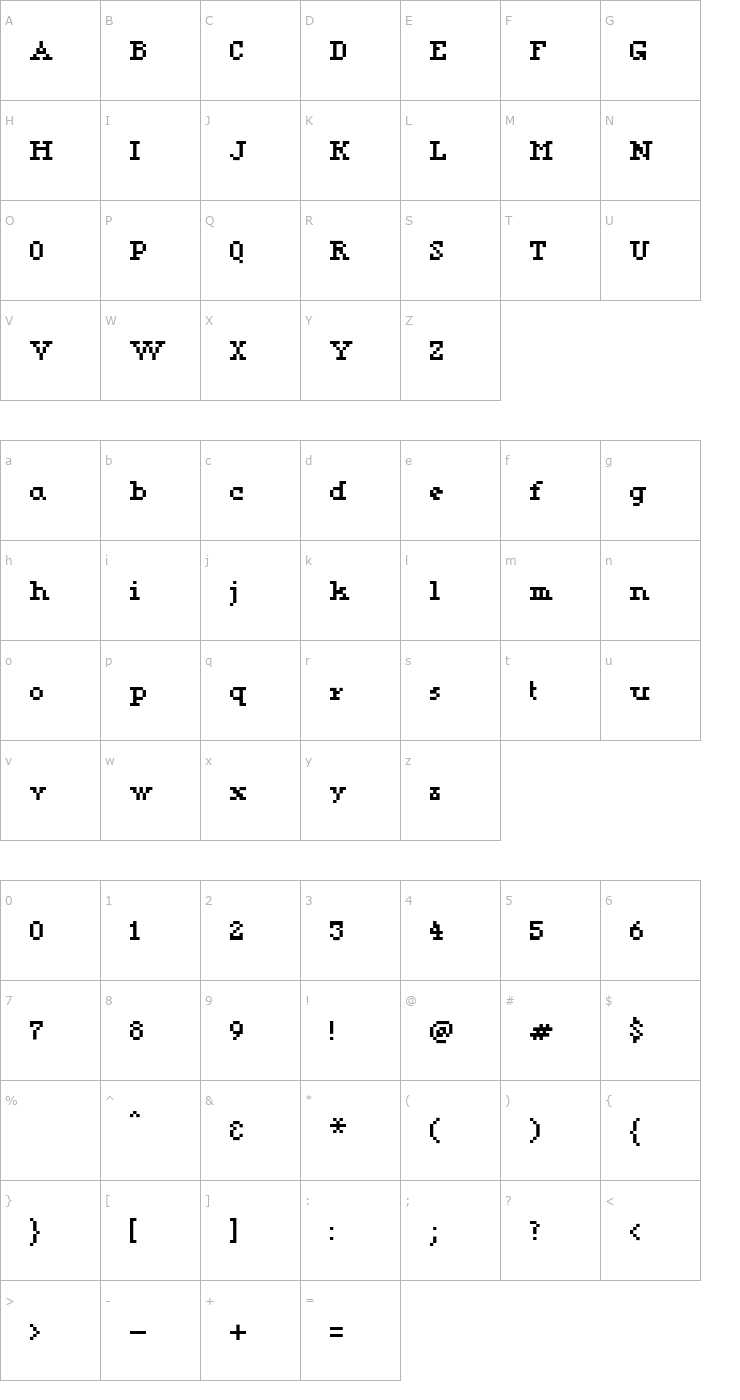 Character Map KareSixDotsSerif Font