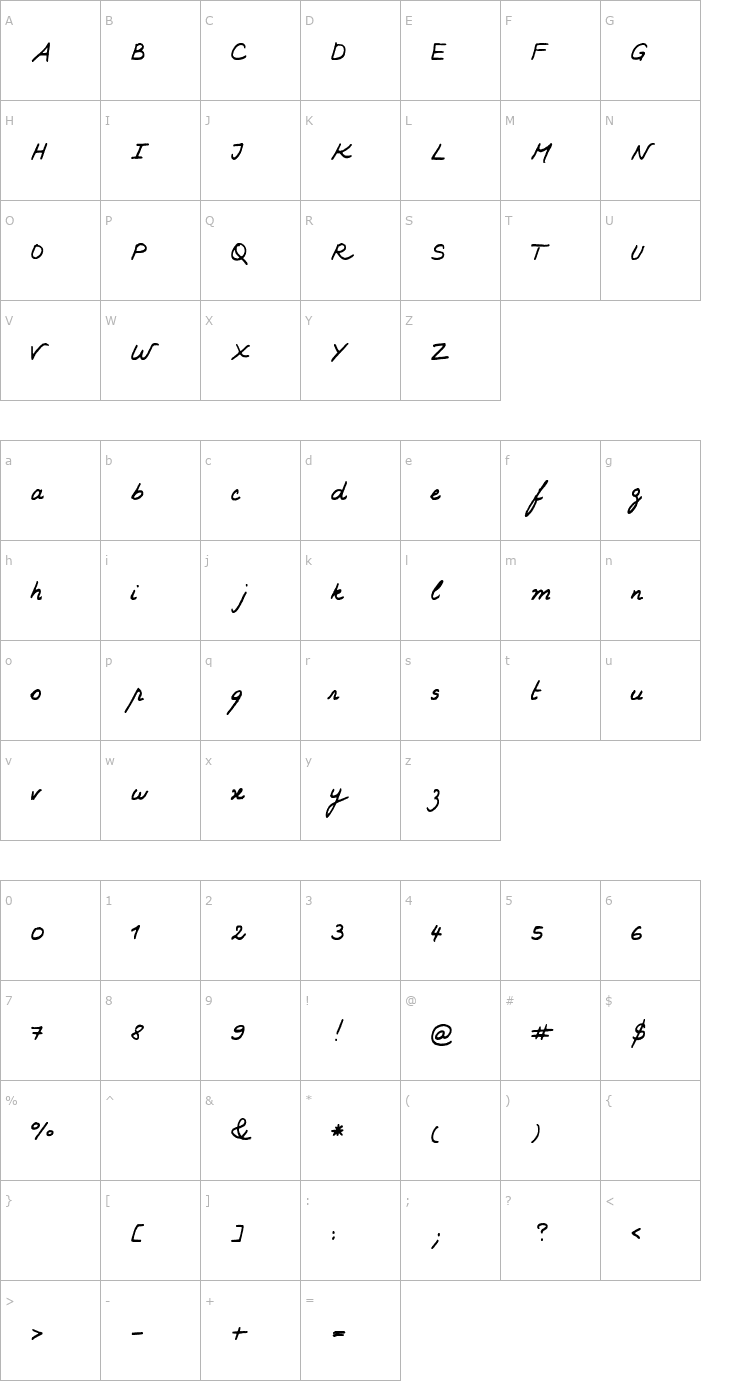 Character Map KARINE Font